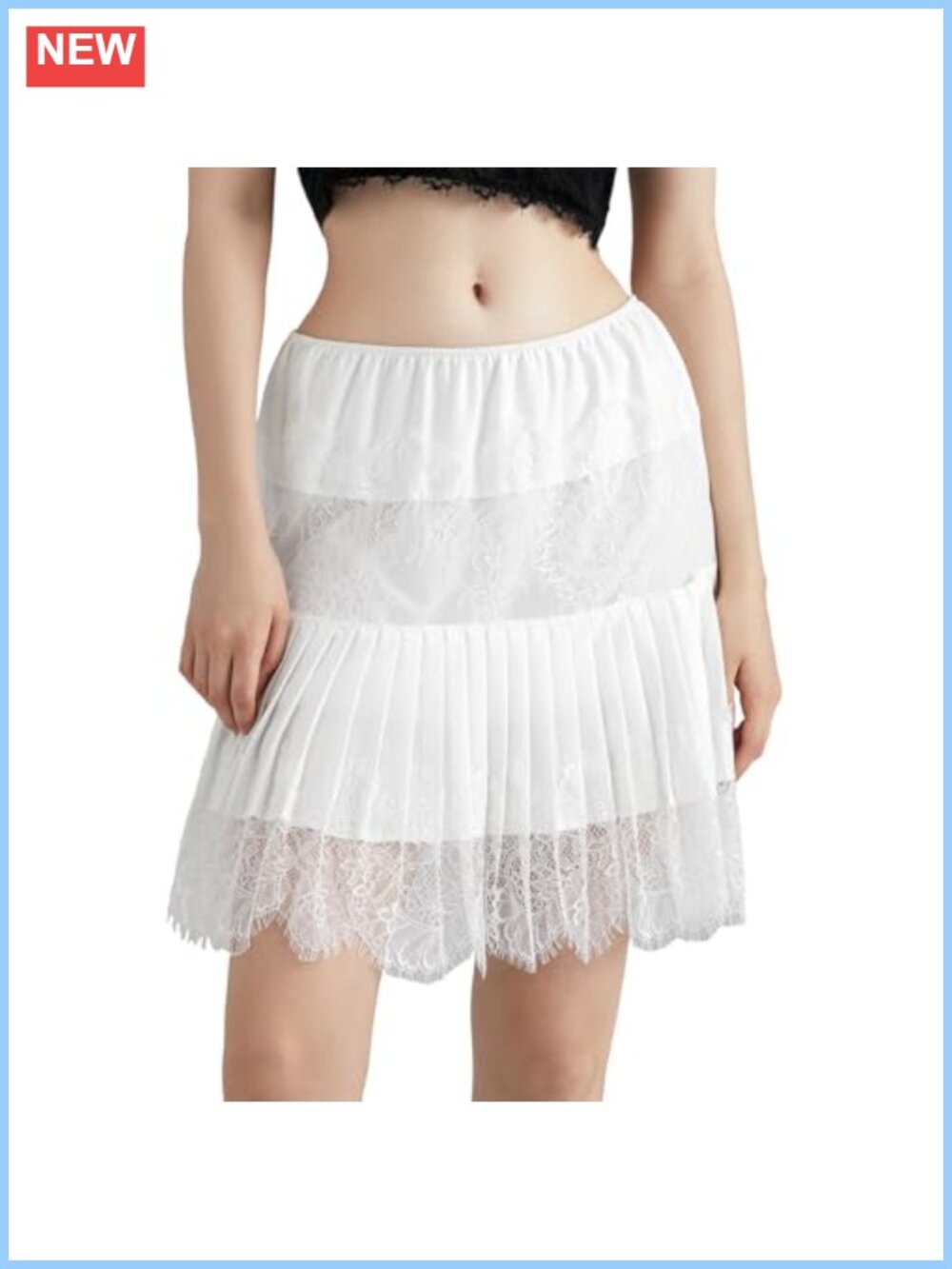 Women's Y2K Lace Mini Skirt Pleated Ruffle Layered Underskirt